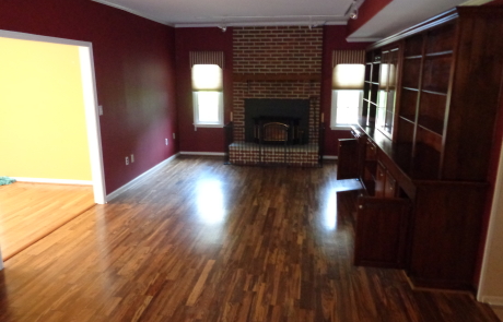 Family Room Hardwoord Floors - BEFORE